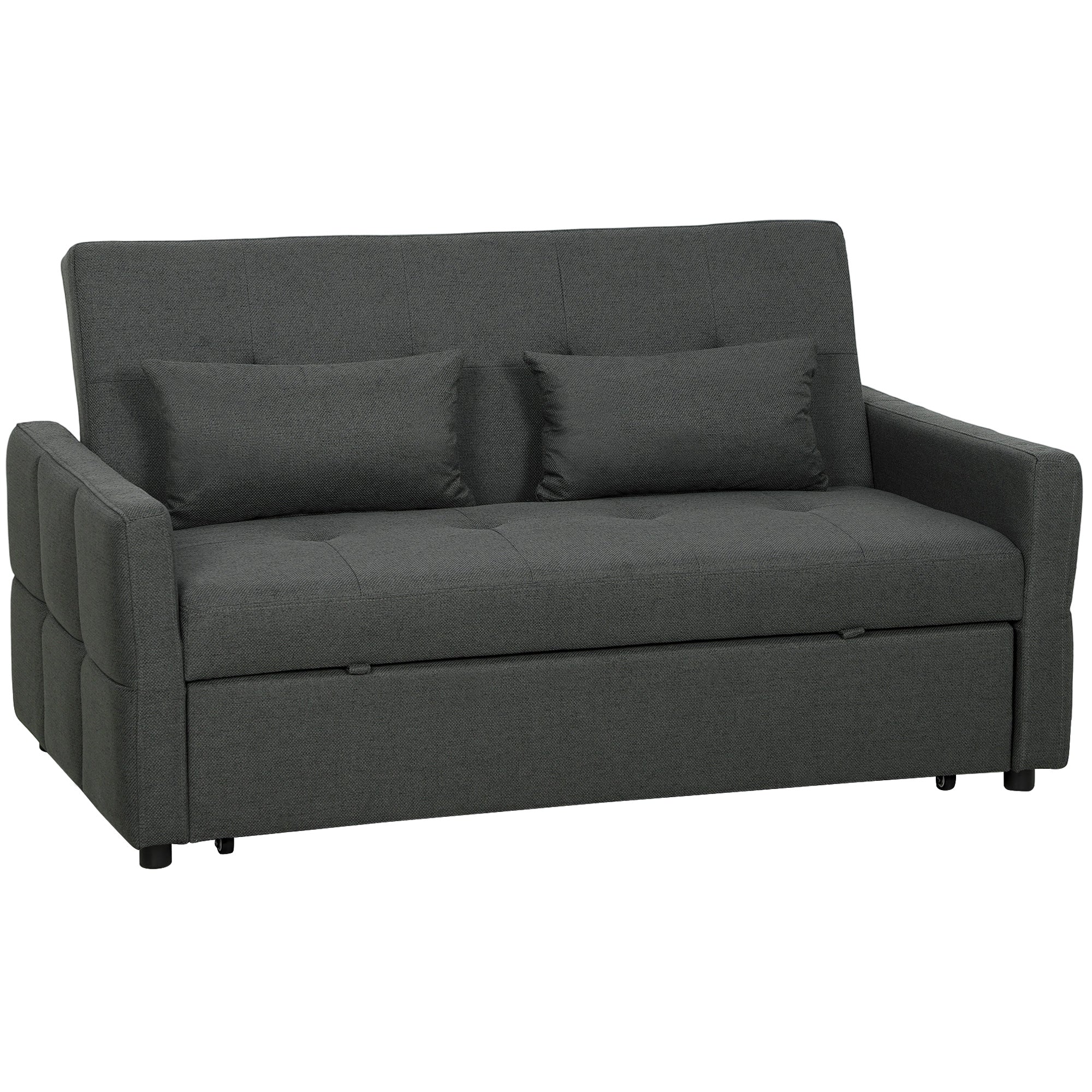 Three-Way Two-Seater Sofa Bed - Charcoal Grey