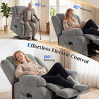 Recliner Armchair Lift Chair, Electric Recliner Chair with Vibration Massage and Heat, Wide Seat, USB Port, Light Grey