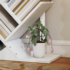 9-Tier Tree Bookshelf, Industrial Free Standing Bookcase with Steel Frame, Display Storage White