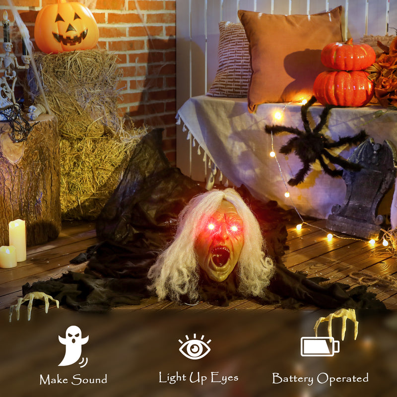 183cm Animated Crawling Zombie with Glowing Eyes – image 6 of 9