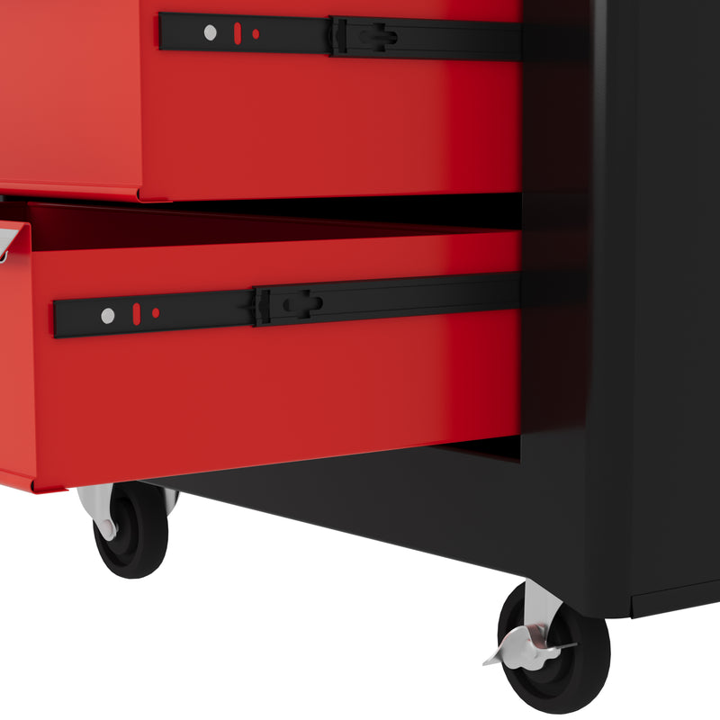 5-Drawer Lockable Rolling Tool Chest with Handle & 2 Keys – Red – image 8 of 9