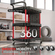 3-Tier Rolling Tool Trolley with Pegboard, Hooks & Brakes – Black/Red – image 5 of 9