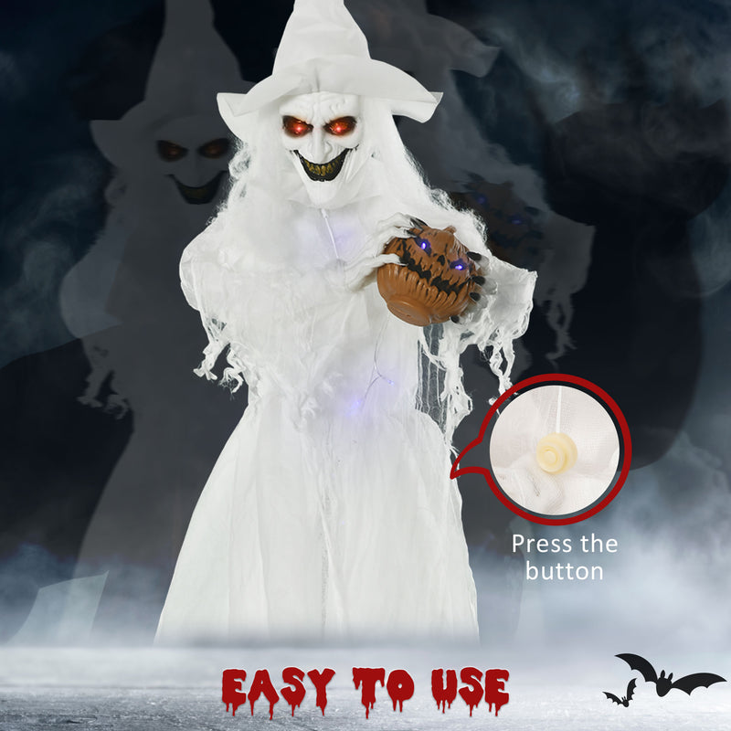 189cm Light-Up Witch Holding Pumpkin Head – image 5 of 9