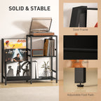 3-Tier Record Player Stand, End Table for Living Room, Bedroom - Black Wood Effect