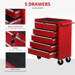 5-Drawer Lockable Rolling Steel Tool Cabinet – Red – image 4 of 9