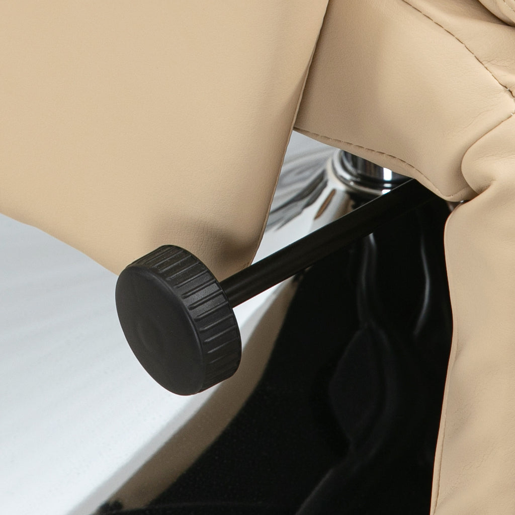 Adjustable Swivel Recliner, Manual Recliner Chair with Footrest, Padded Arms, PU Leather Upholstery, Beige