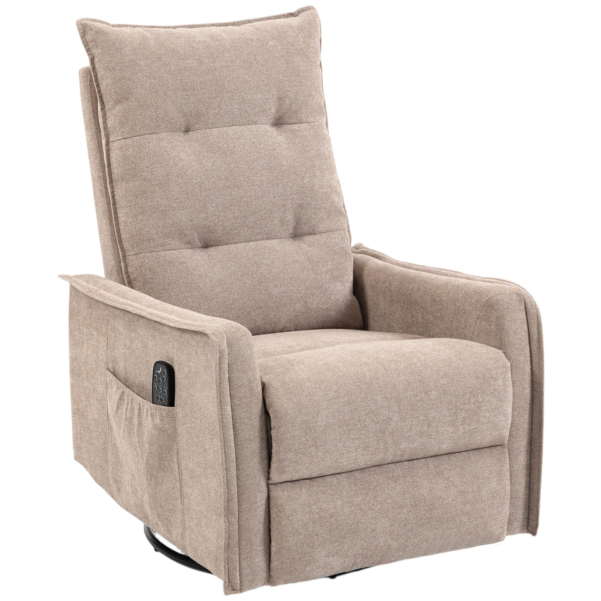 Chenille Swivel Rocking Massage Recliner with Heat – Brown