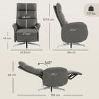 Power Recliner Chair, Swivel Electric Reclining Chair with Type C+USB, Recliner Armchair with Footrest, Dark Grey