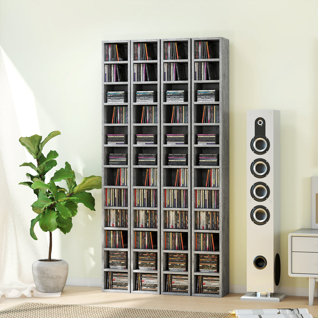 204 CD Tall Narrow Media Storage Tower - Cement Grey
