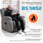 Recliner Armchair Lift Chair, Electric Recliner Chair with Vibration Massage and Heat, Wide Seat, USB Port, Light Grey