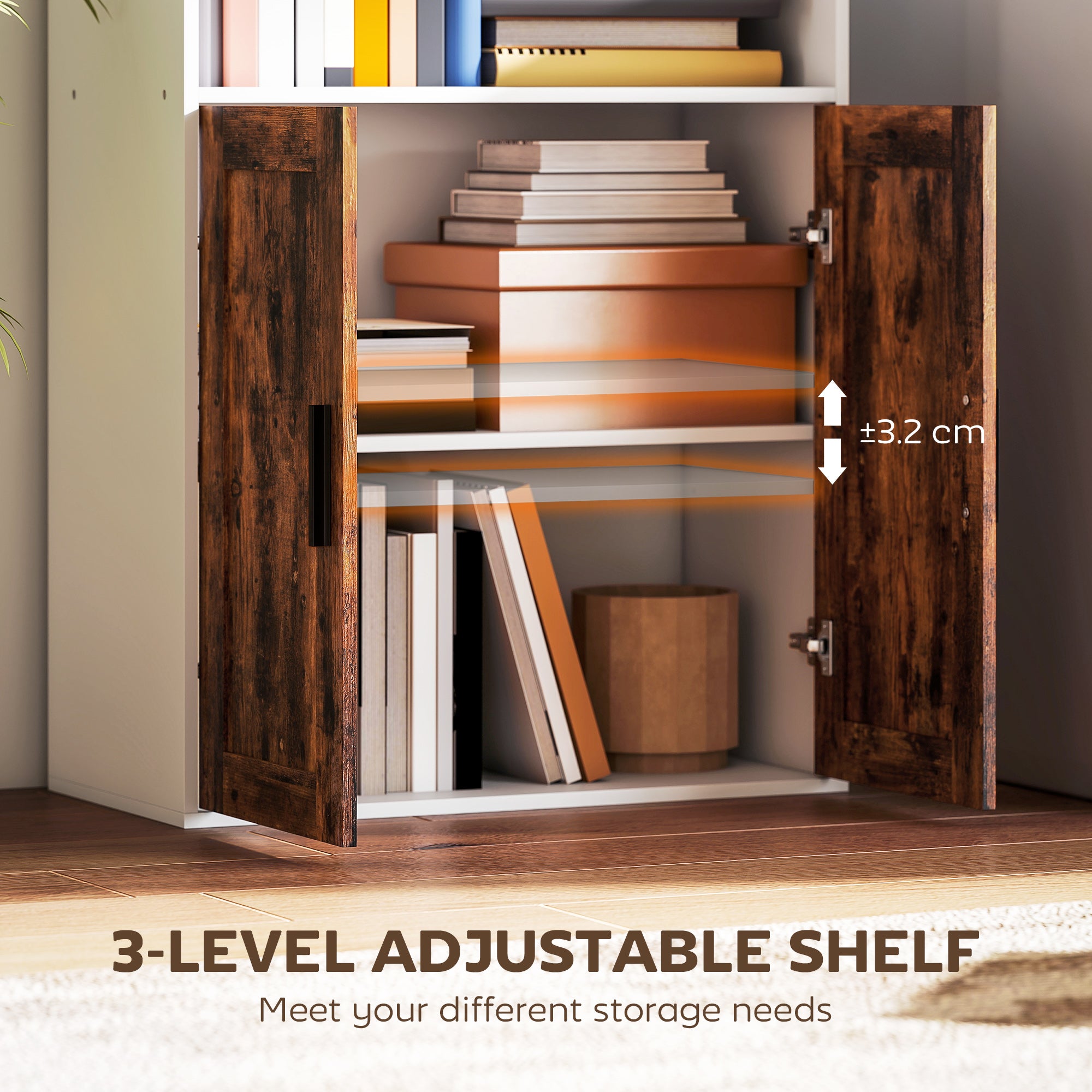 5-Tier Bookcase with Adjustable Shelf - Rustic Brown