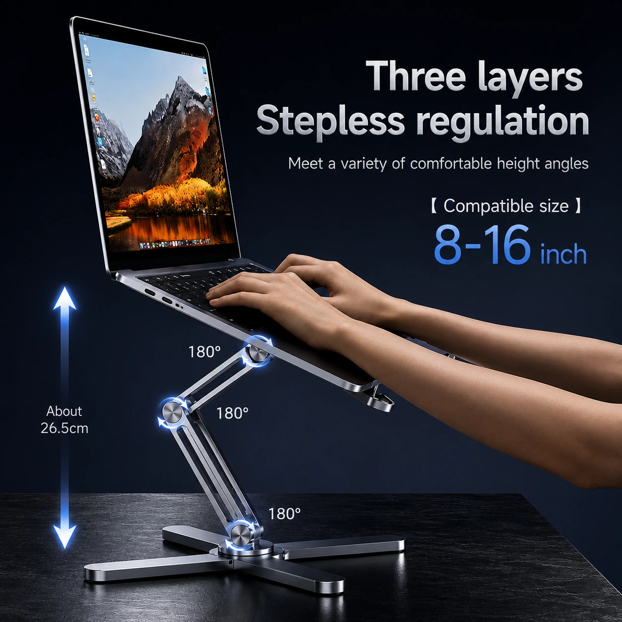 Adjustable Aluminium Laptop Stand with 360° Rotation