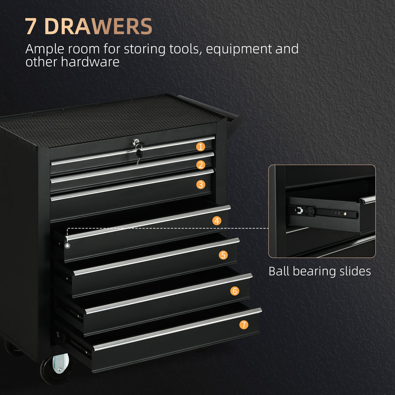 7-Drawer Lockable Rolling Tool Cabinet – Matte Black – image 4 of 9