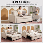 Two-Seater Pull-Out Sofa Bed - Beige