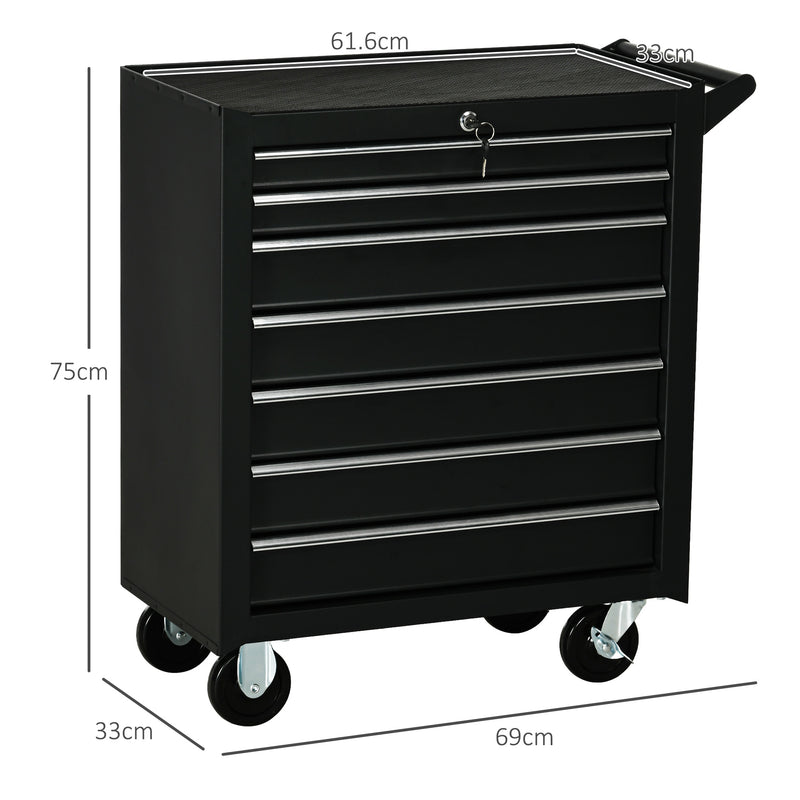 7-Drawer Lockable Rolling Tool Cabinet – Matte Black – image 3 of 9