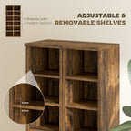 Set of 2 CD Media Display Shelf Unit Tower Rack with Adjustable Shelves, Rustic Brown