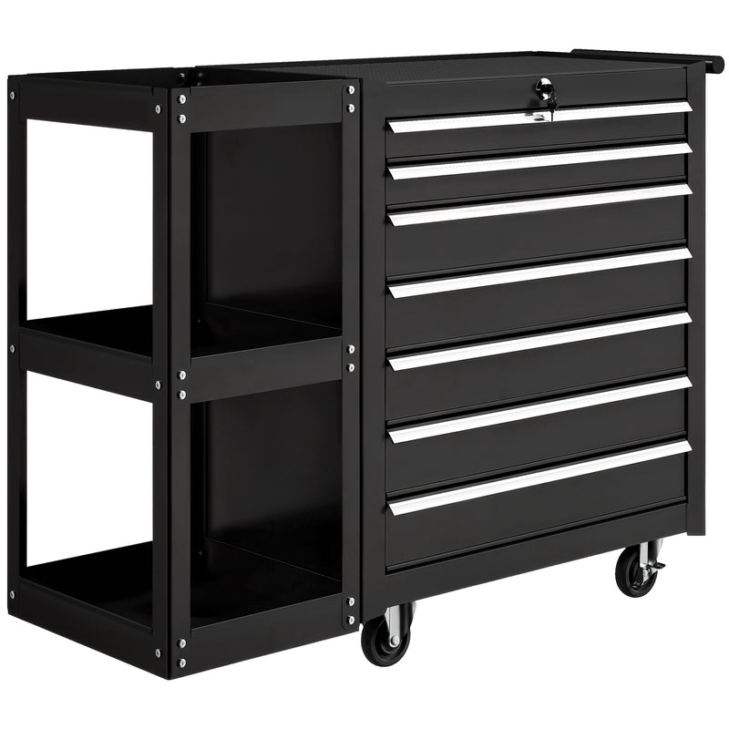 7-Drawer Lockable Rolling Tool Chest with Side Shelf – Black – image 1 of 9
