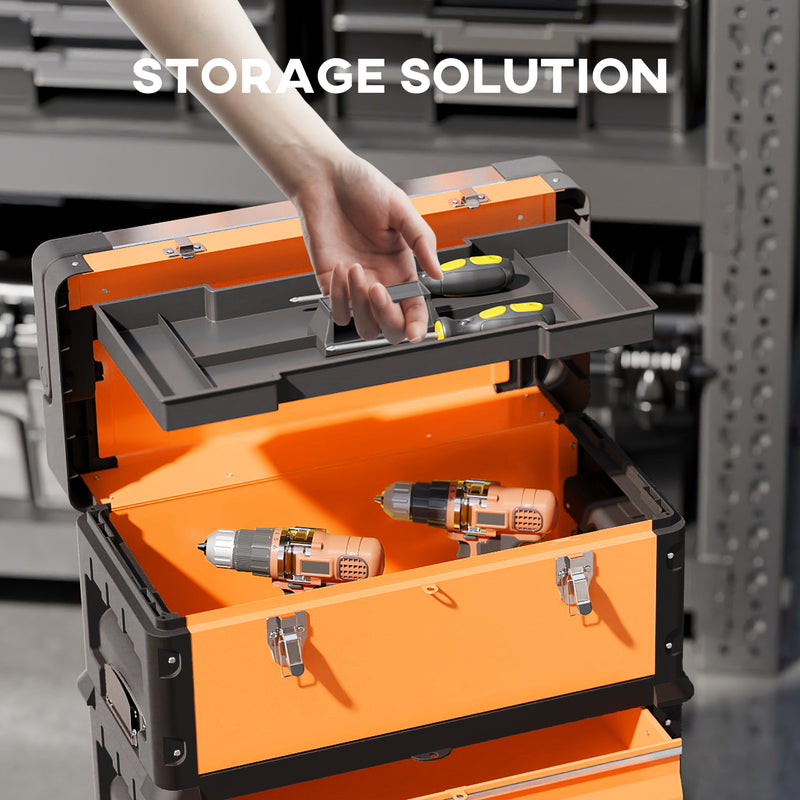 3-in-1 Stackable Rolling Tool Box System – Orange – image 5 of 9