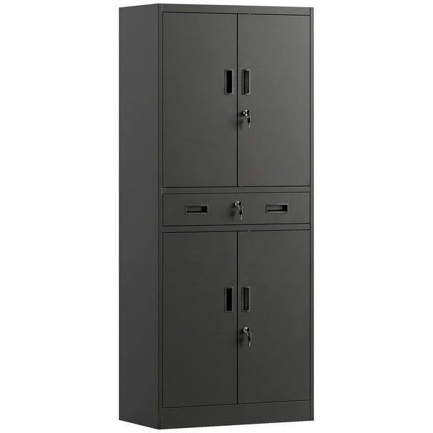 180cm Lockable Steel Tool Cabinet with Drawer & Adjustable Shelves – Black – image 1 of 9
