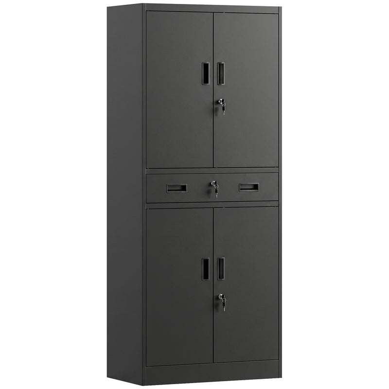 180cm Lockable Steel Tool Cabinet with Drawer & Adjustable Shelves – Black – image 1 of 9