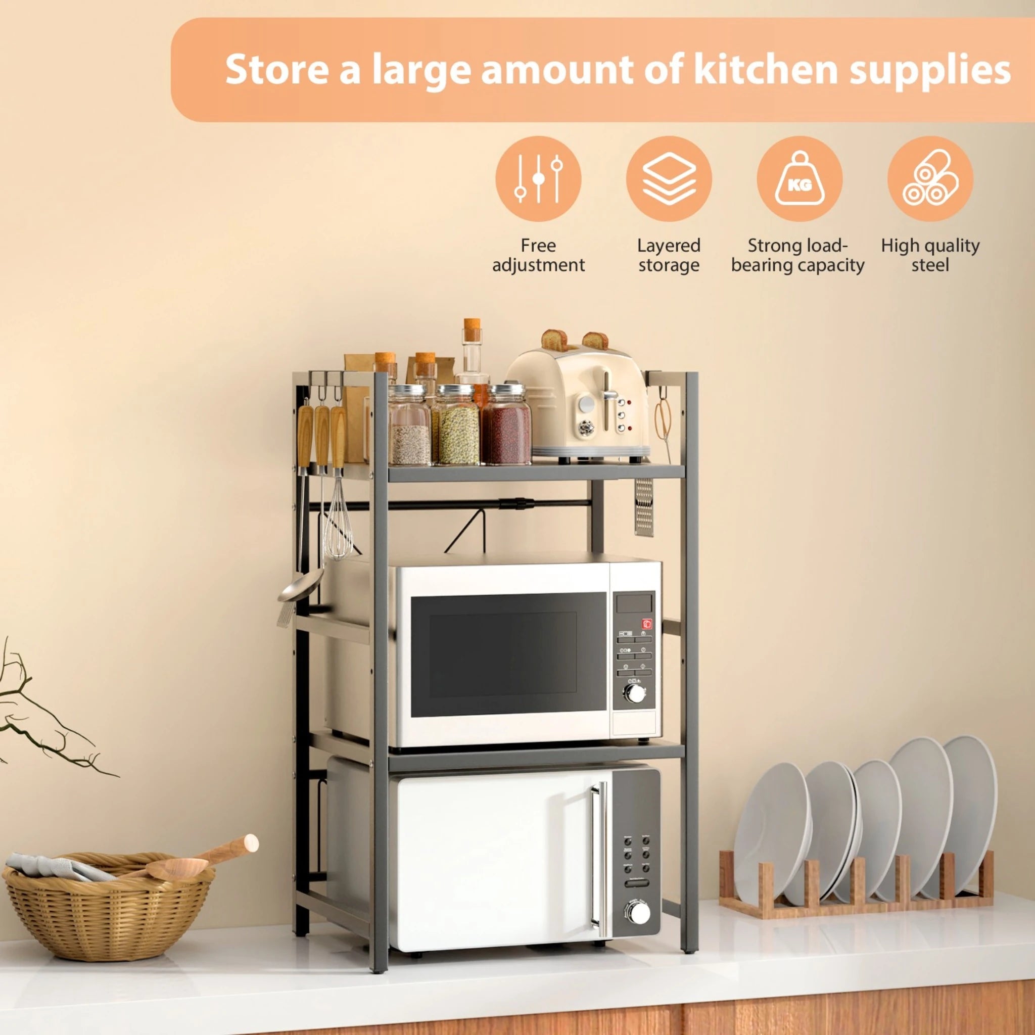 Expandable Microwave Stand – Countertop Rack