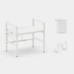 White microwave rack with knife and board holders