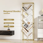 10 Shelf Modern-Style Bookshelf - Gold Tone/White