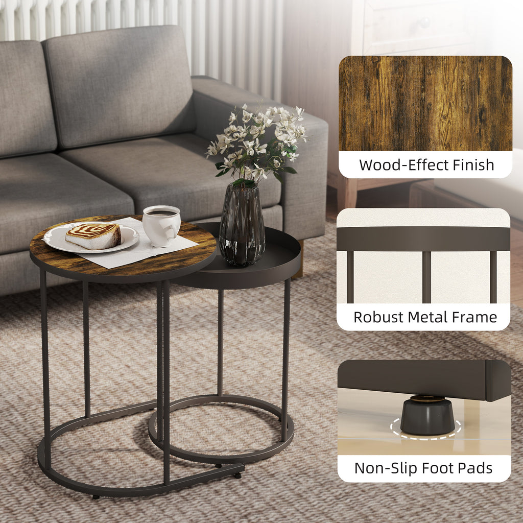 Set of Two Industrial Nesting Tables - Brown/Black