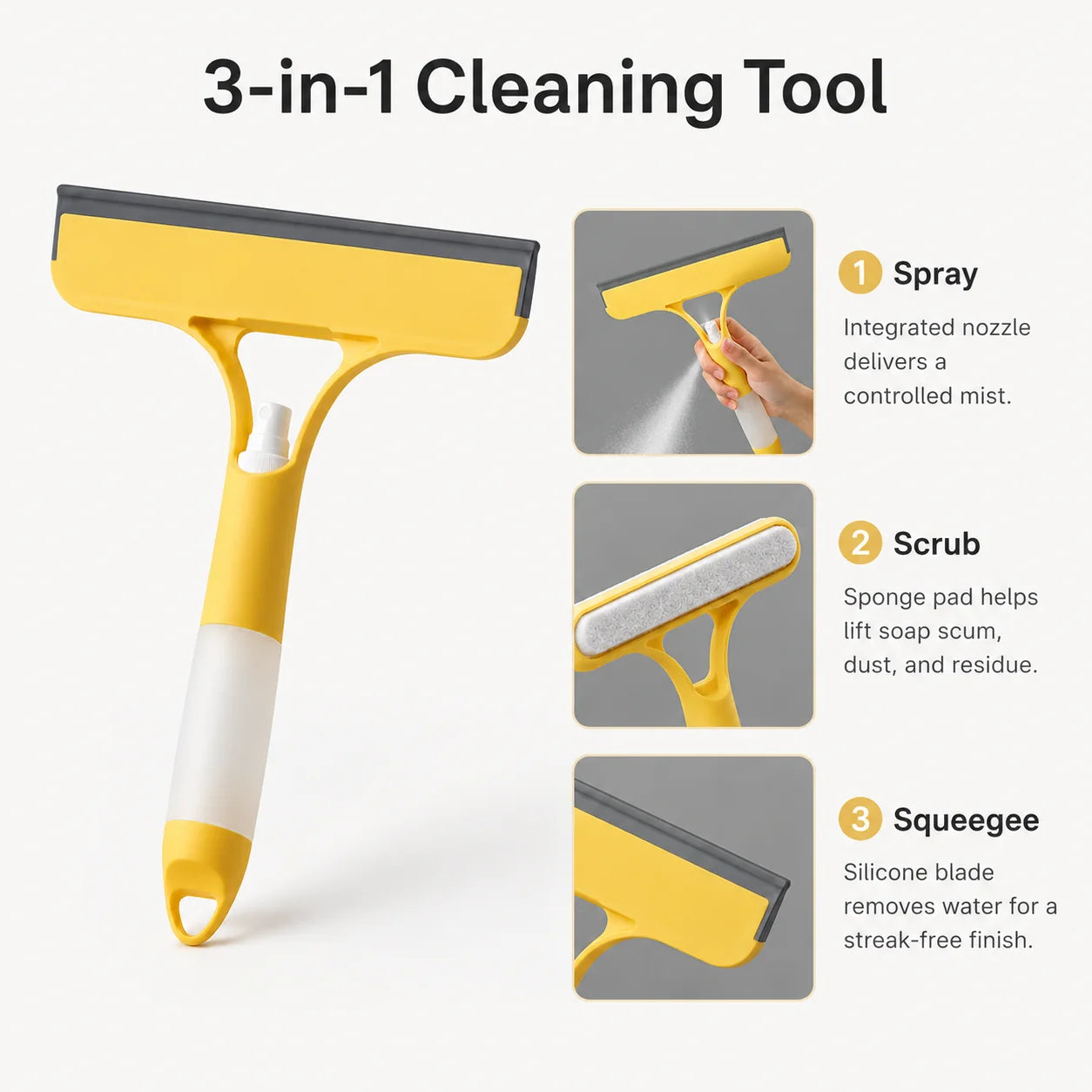 3-in-1 Spray Window Cleaning Squeegee