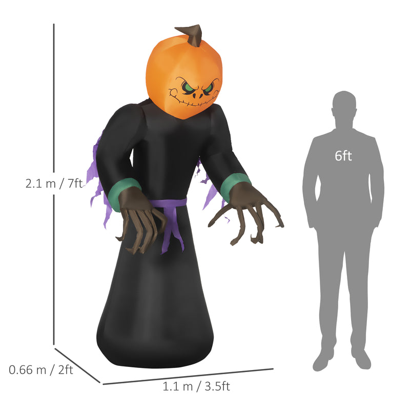 2.1m Inflatable Pumpkin Reaper with LED Lights – image 3 of 9
