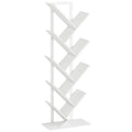 9-Tier Tree Bookshelf, Industrial Free Standing Bookcase with Steel Frame, Display Storage White