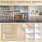 1032 CD/594 DVD Storage Unit, Blu-ray Media Storage Shelf with 24 Compartments and 18 Adjustable Shelves, White