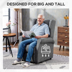 Power Lift Recliner Armchair, Electric Lift Chair for Elderly, Fabric Riser and Reclining Chair with Remote Control, Side Pockets, Extended Footrest, for Living Room, Charcoal Grey