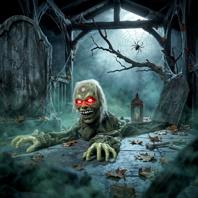 116cm Animated Crawling Zombie with Glowing Red Eyes – image 8 of 9