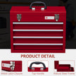 4-Drawer Metal Tool Box with Carry Handle – Red – image 4 of 9