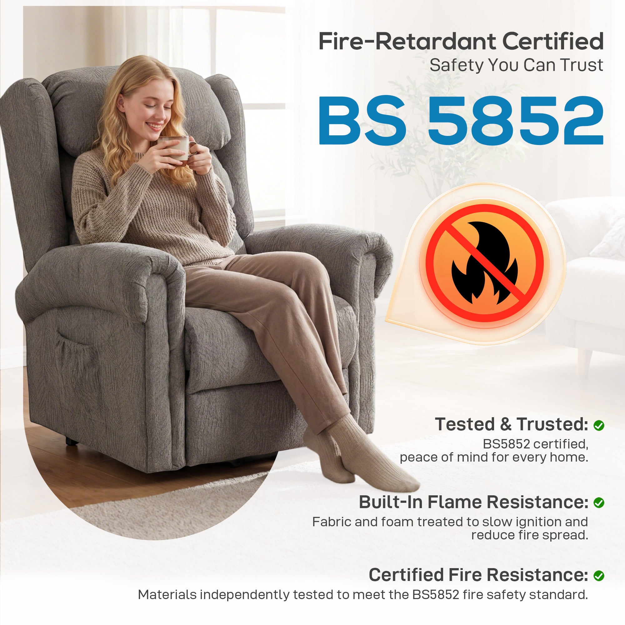 Velvet-Feel Electric Riser Recliner Chair, Power Lift Recliner Chair for Elderly with Remote Control, Dark Grey