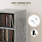 Set of 2 CD Media Display Shelf Unit Tower Rack with Adjustable Shelves, Grey