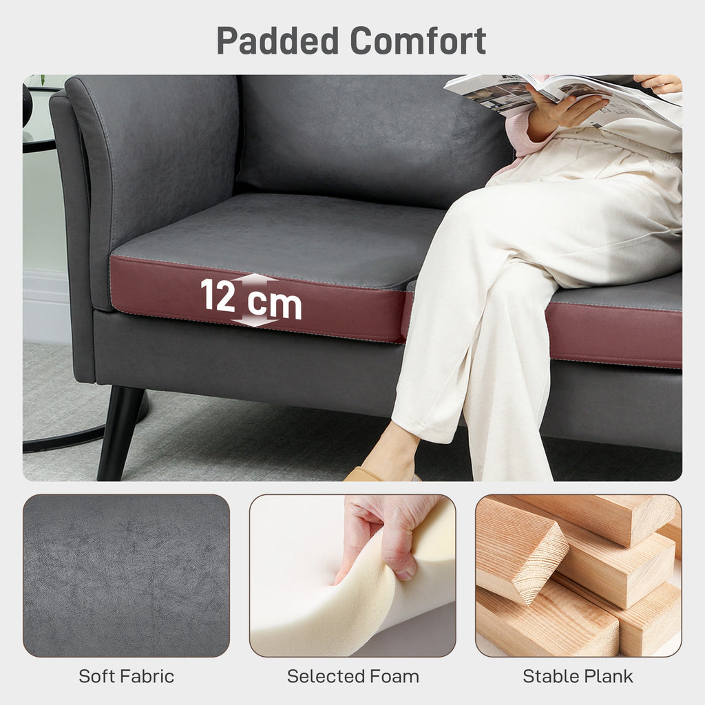Two-Seater Leathaire Sofa - Grey
