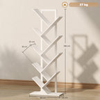 9-Tier Tree Bookshelf, Industrial Free Standing Bookcase with Steel Frame, Display Storage White