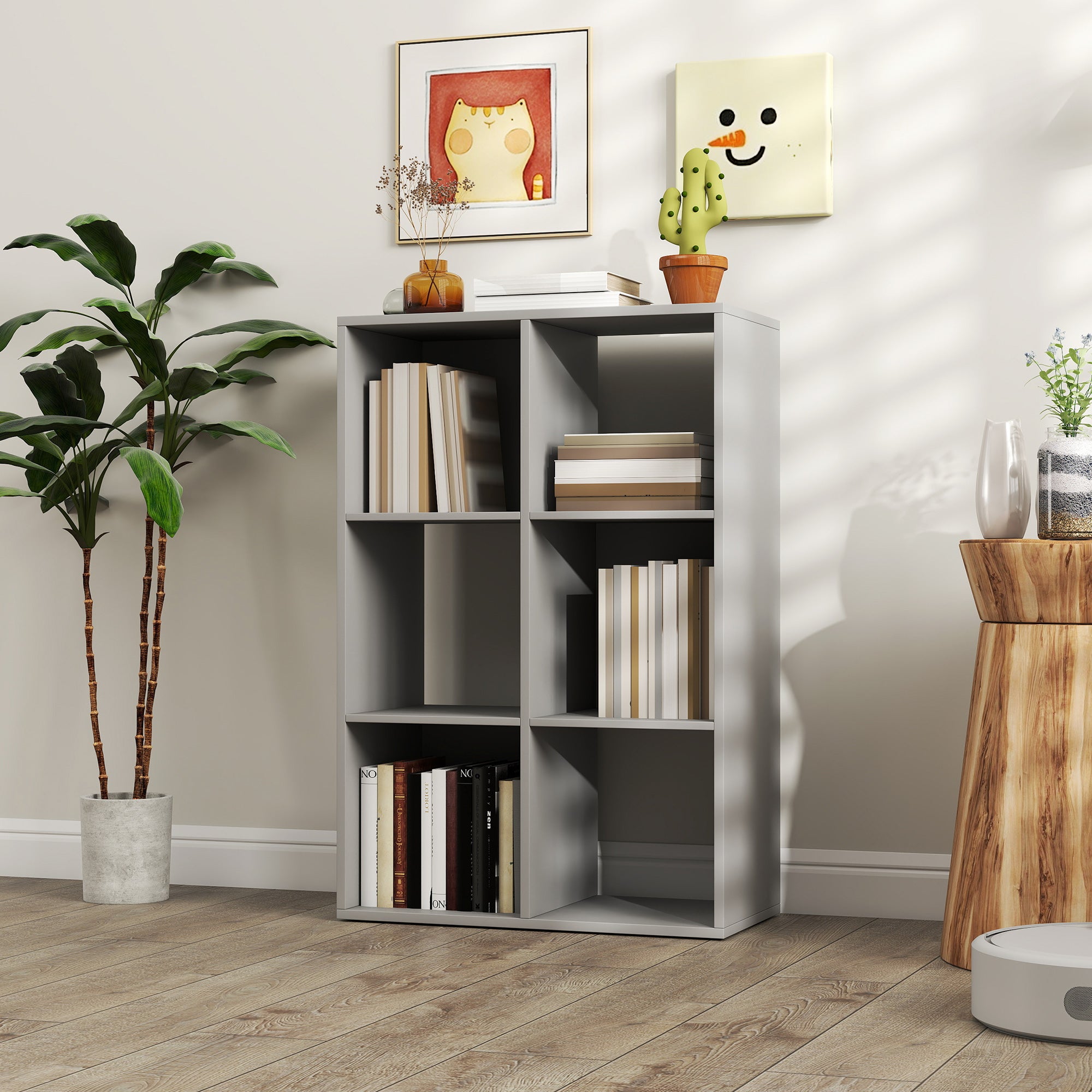 6-Cube Bookshelf - Light Grey