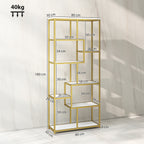 Seven-Tier Geometric Bookcase - White/Gold Tone
