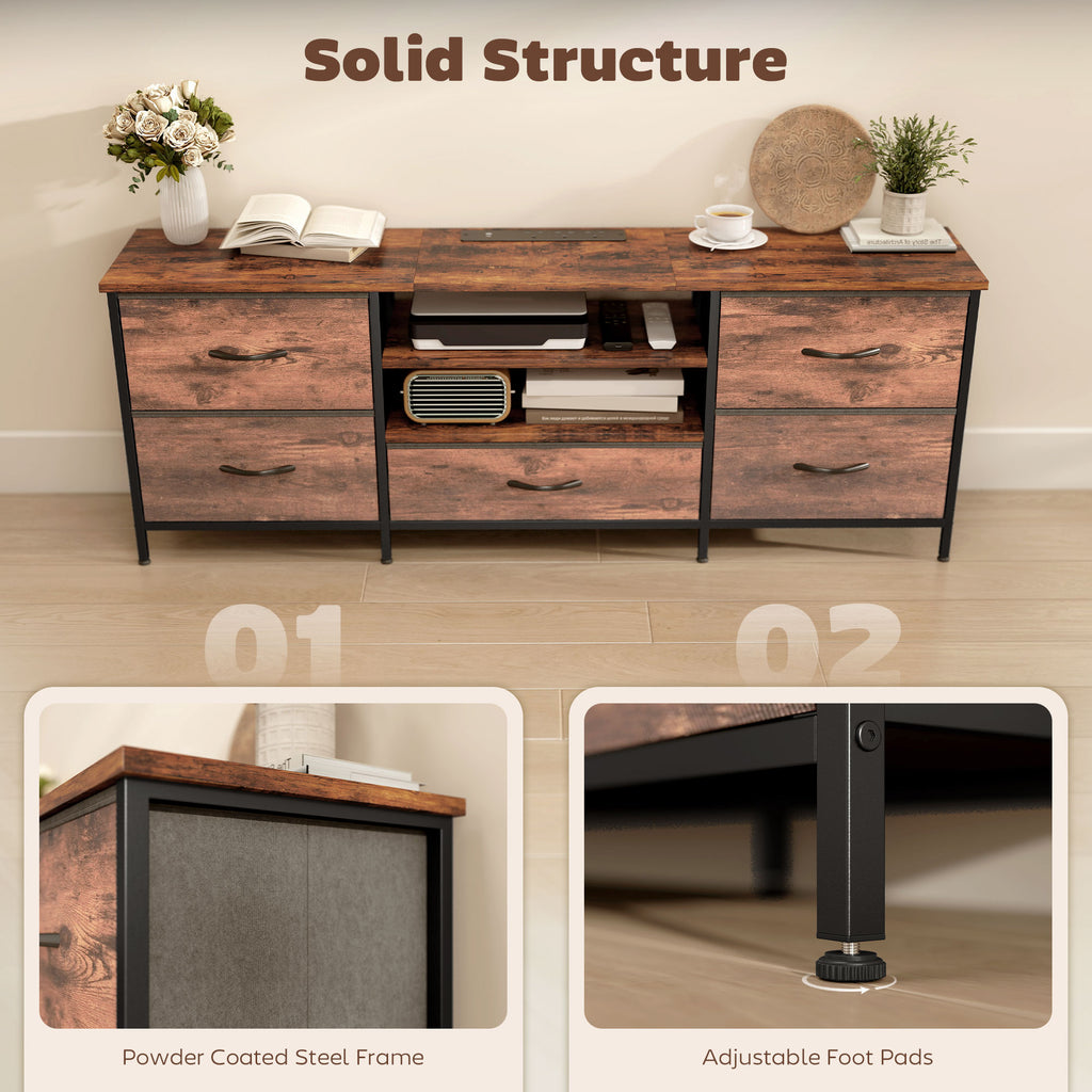 Multi-Storage Industrial TV Stand - Brown/Grey/Black