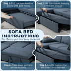 Corner Sofa Bed, L Shaped Sleeper Sectional Sofa with Reversible Storage Chaise, Blue