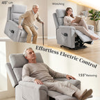 Power lift recliner chair with Massage and Heat, Terry Cloth Electric Lift Chair with Spring Cushion, Light Grey