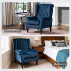 Wingback Accent Chair, Retro Upholstered Button Tufted Occasional Chair for Living Room and Bedroom, Dark Blue