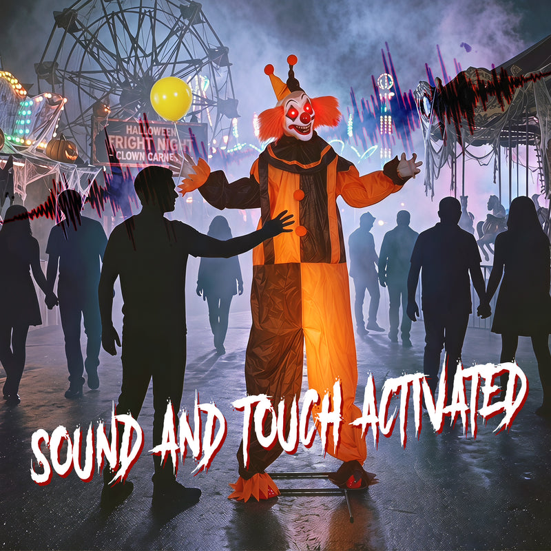 190cm Animated Clown with Moving Head, Hands & Glowing Eyes – image 5 of 9