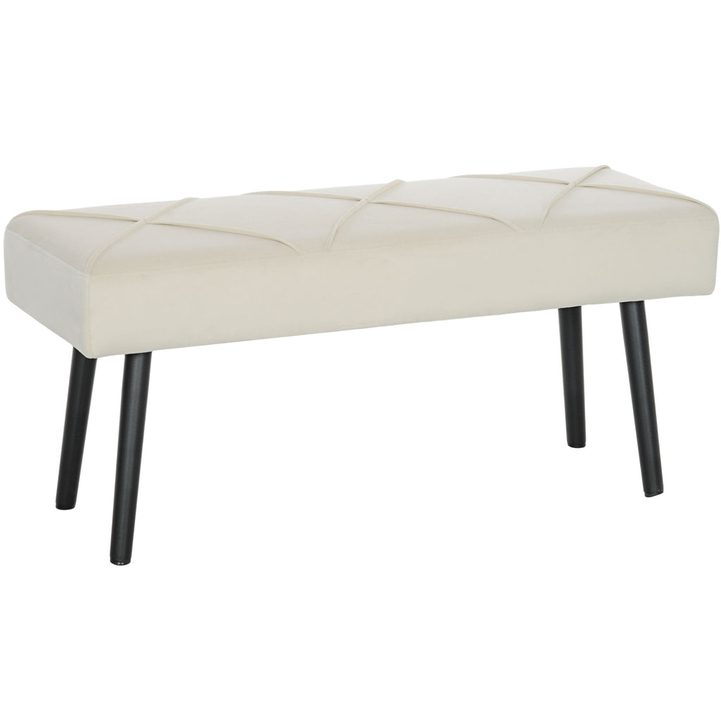 Upholstered Hallway Bench, End of Bed Bench with X-Shape Design and Steel Legs, Cream