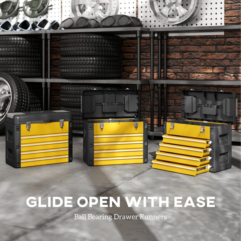 4-Drawer Portable Tool Box with Top Tray & Parts Boxes – Yellow – image 6 of 9