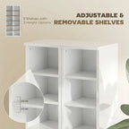 Set of 2 CD Media Display Shelf Unit Tower Rack with Adjustable Shelves, High Gloss White