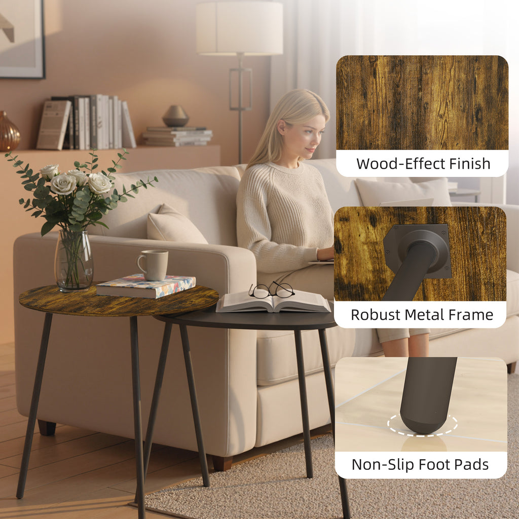 Nesting Side Table Set of 2 - Rustic Brown